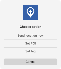 iOS action picker when publishing a location