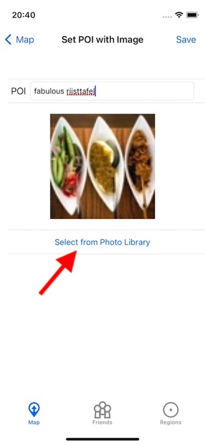 selecting a photo from the library and setting POI